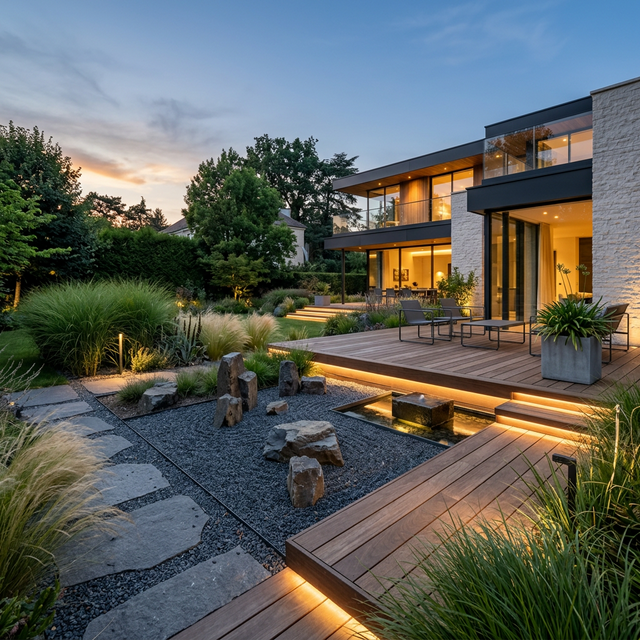 Terrasse zen contemporaine